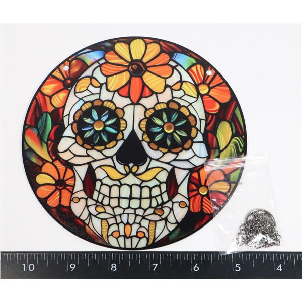 NEW 6" SUGAR SKULL THEME HANGING WINDOW LIGHT