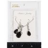 Image 1 : NEW GREY/BLACK STONE TEAR DROP EARRING AND PENDANT