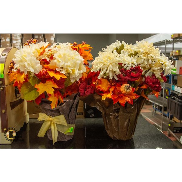 2 FAUX FLORAL ARRANGMENTS