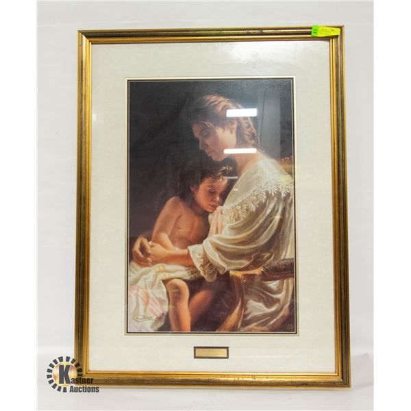 FRAMED 27" X 35.5" "IN HER MOTHERS ARMS" 415/1275