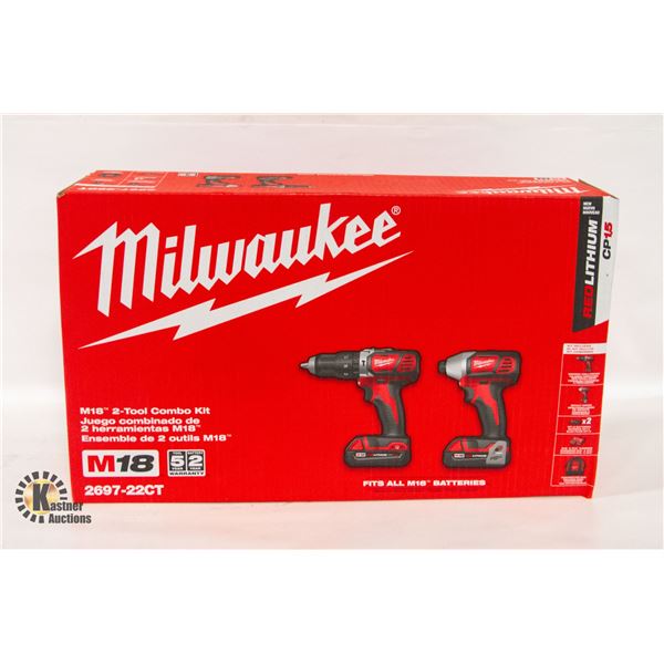 NEW MILWAUKEE M-18 2-TOOL COMBO KIT HAMMERDRILL
