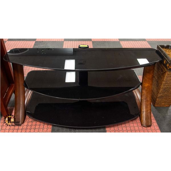 DARK WOOD METAL & SMOKED GLASS TV/MEDIA