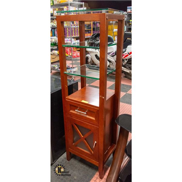 SOLID WOOD AND GLASS DISPLAY CABINET WITH