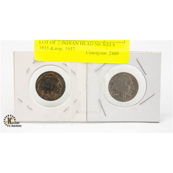 LOT OF 2 INDIAN HEAD NICKELS 1935 & 1937