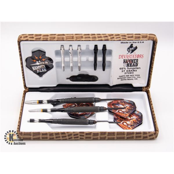 SET OF 27G DEVASTATORS HAMMER HEAD DARTS IN CASE