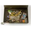 Image 1 : CIGAR BOX FULL OF PINS,COINS,SILVER $ CLIP &