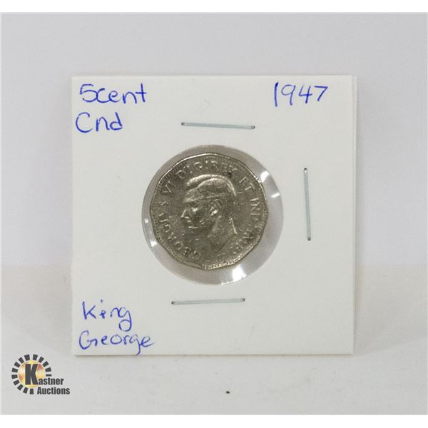 1947 DOT - 5 CENT COIN KING GEORGE CANADIAN
