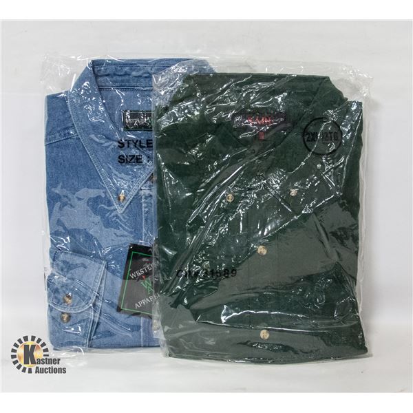 NEW MEN'S SHIRTS 1DENIM 1FOREST GREEN SIZE 2XL