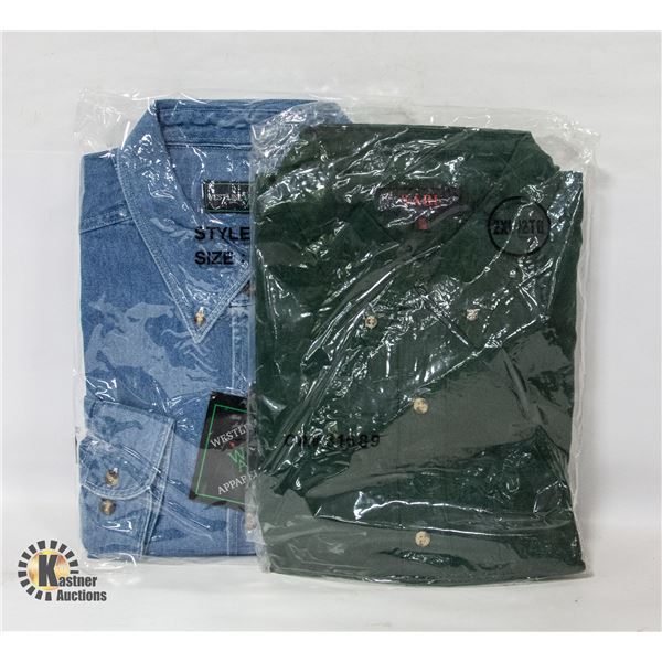 NEW MEN'S SHIRTS 1DENIM 1FOREST GREEN SIZE 2XL