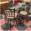 Image 1 : METAL AND GLASS BAR TABLE W/4 STOOLS