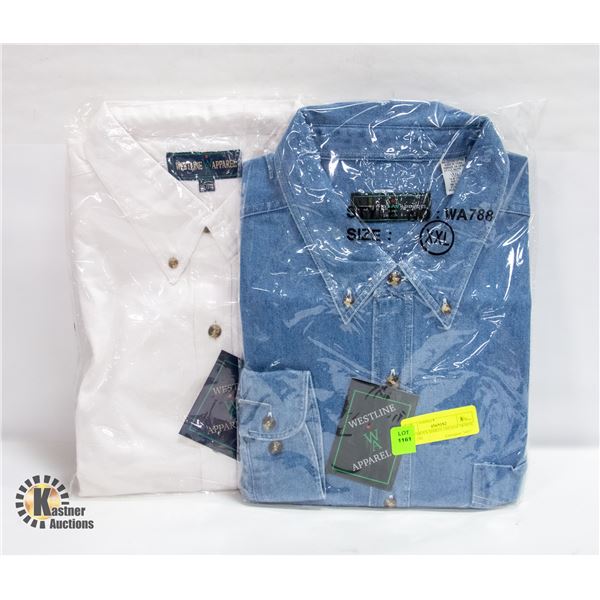 NEW MEN'S SHIRTS 1DENIM 1WHITE SIZE 2XL