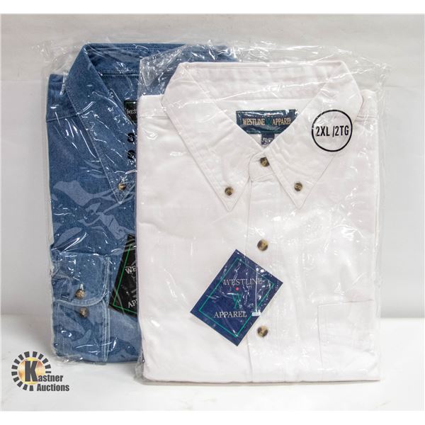 NEW MEN'S SHIRTS 1DENIM 1WHITE SIZE 2XL