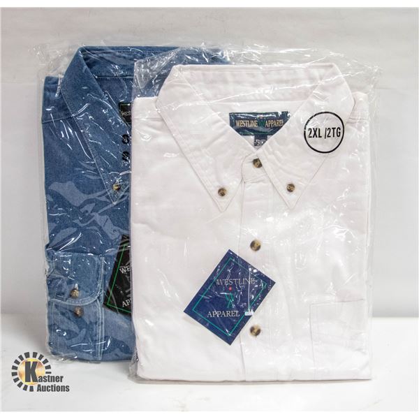NEW MEN'S SHIRTS 1DENIM 1WHITE SIZE 2XL
