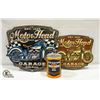 Image 1 : 2 MOTORHEAD METAL SIGNS & FULL HARLEY QUART OIL