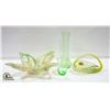 Image 1 : 4 PC ANTIQUE GREEN GLASS DECOR. ESTATE