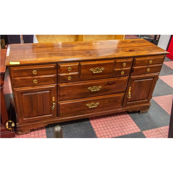PINE WOOD DRESSER H-31" W-17.5" L-60"