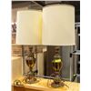Image 1 : PAIR OF VINTAGE BRASS TABLE LAMPS WITH SHADES