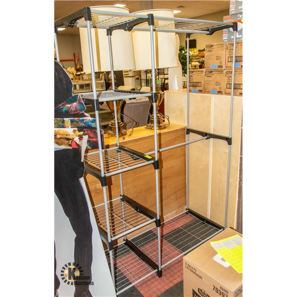 LIGHTWEIGHT CLOTHES HANGING RACK+SHELVES