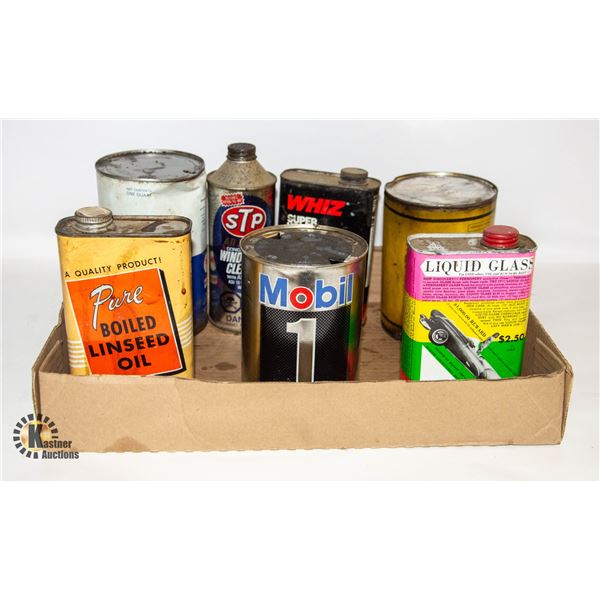 7 VINTAGE OIL CANS