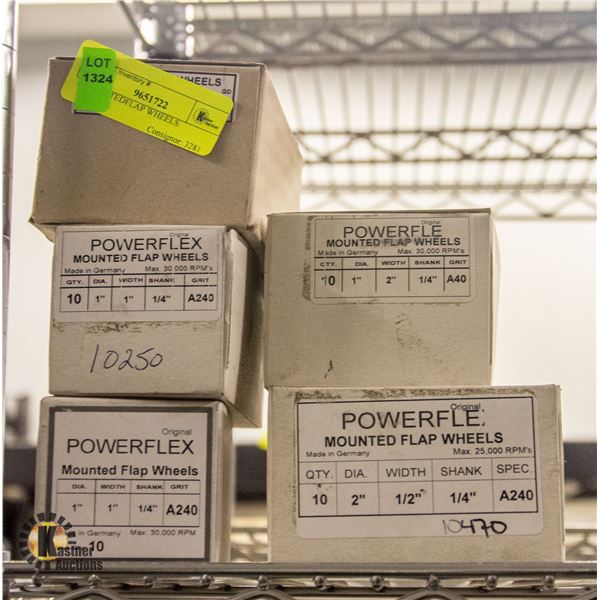 5 ASSORTED BOXES OF MOUNTED FLAP WHEELS