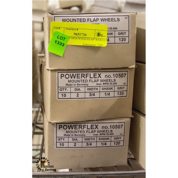 6 CASES OF MOUNTED FLAP WHEELS A150 GRIT