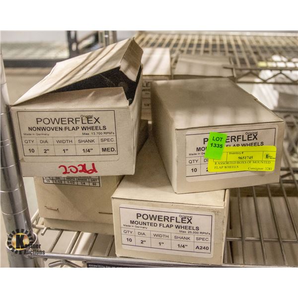 8 ASSORTED BOXES OF MOUNTED FLAP WHEELS