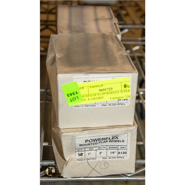 4 BOXES OF FLAP WHEELS 10 PER BOX A 120 GRIT