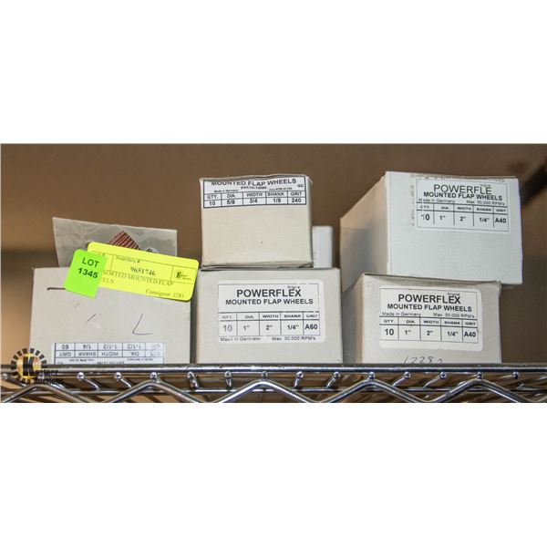 9 BOXES ASSORTED MOUNTED FLAP WHEELS