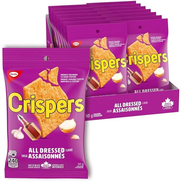 NEW BOX WITH 14 X 50G BAGS OF CRISPERS ALL DRESSED