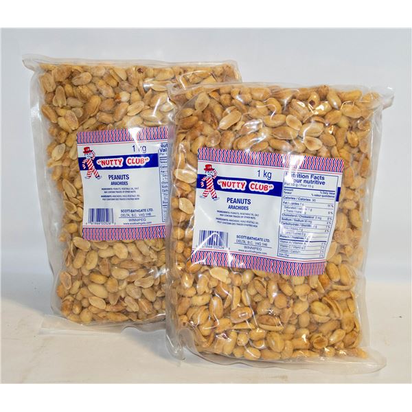 TWO 1KG BAGS OF NUTTY CLUB PEANUTS