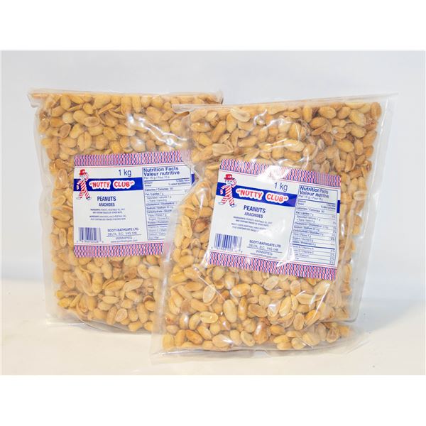 TWO 1KG BAGS OF NUTTY CLUB PEANUTS