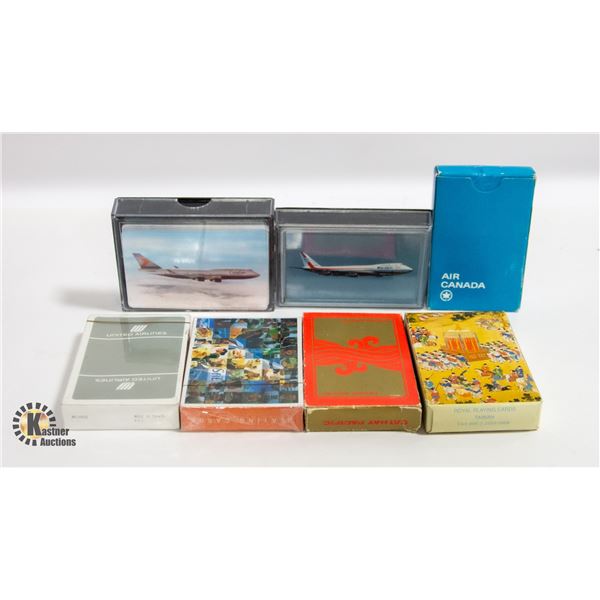LOT OF 7 AIRLINE PLAYING CARDS (SOME SEALED)