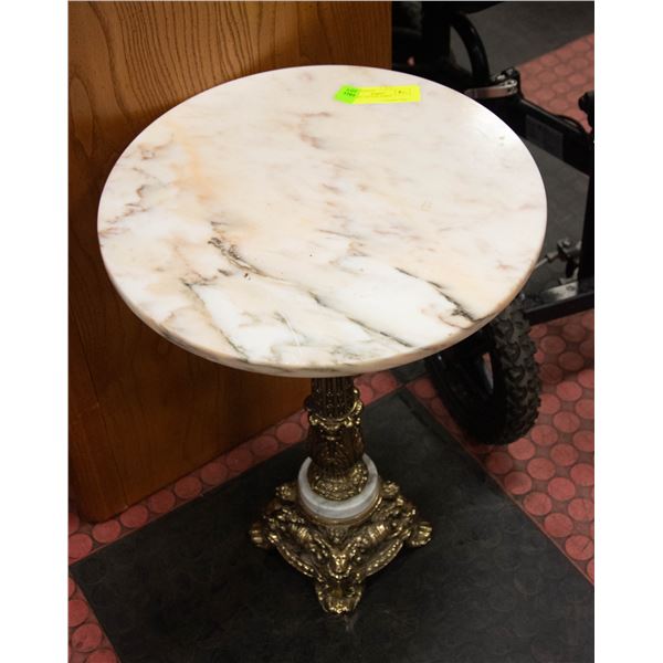 MARBLE TOP END TABLE H-20" DIAMETER-15"
