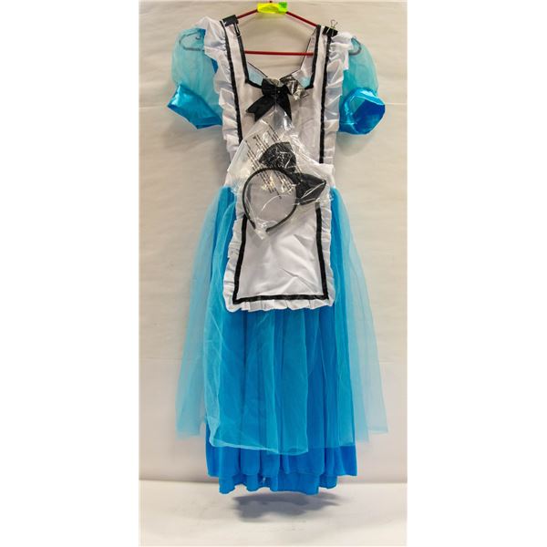 NEW CLASSIC ALICE COSTUME W/ HEADBAND, SIZE MED