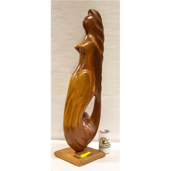 HANDCARVED MAHOGANY MERMAID STATUE BY ARTIST