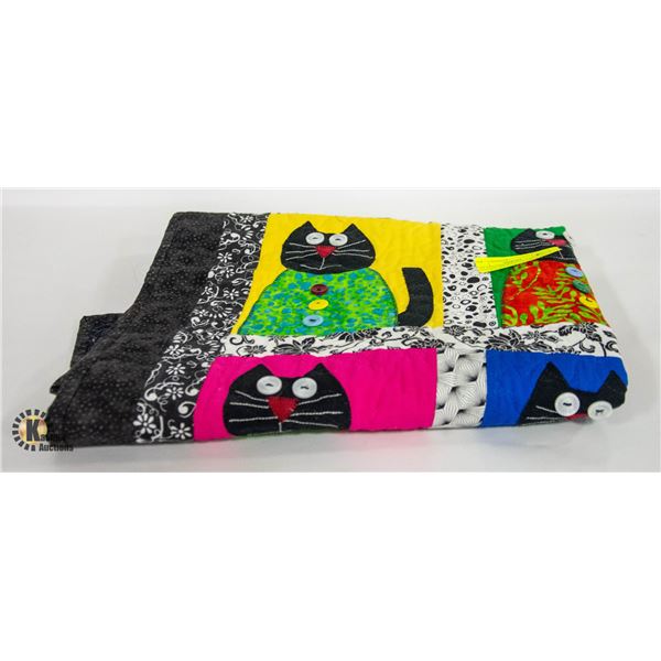 CAT PATCHWORK QUILT WALL HANGING/WINDOW COVER