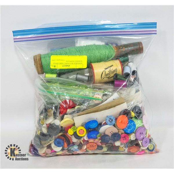VINTAGE BUTTONS, THREADS & SEWING SUPPLIES