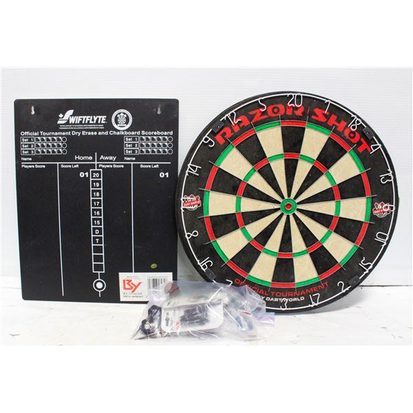 DART BOARD WITH SOME DART ACCESSORIES