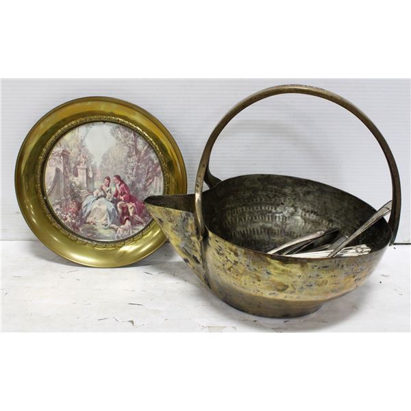 METAL BUCKET (TARNISHED) WITH DECOR PLATE + 16 PCS