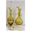 Image 1 : 2 VINTAGE AMBER GLASS DECANTERS W STOPPERS