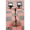 Image 1 : ORANGE HALOGEN BULB WORK LIGHTS 2 ON ONE STAND