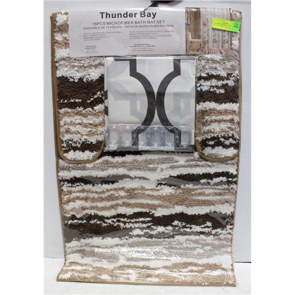 NEW THUNDER BAY 15 PIECE MICROFIBER BATHMAT SET