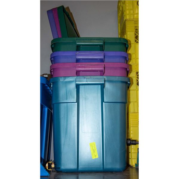LOT OF RUBBERMAIDS TOTES & LIDS
