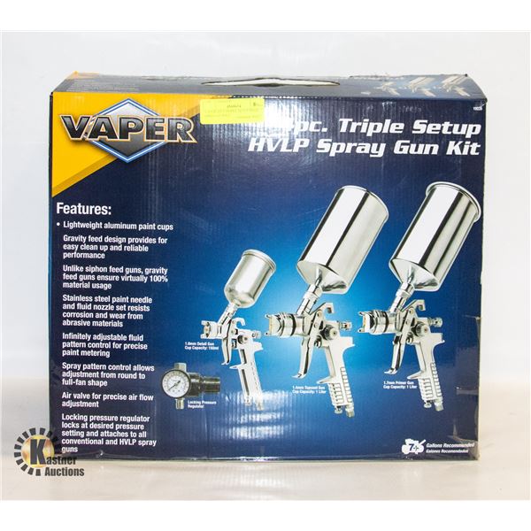 VAPER 4PCS TRIPLE SETUP HVLP SPRAY GUN KIT
