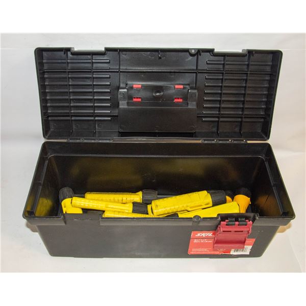 SKIL TOOLBOX FULL OF FLASHLIGHTS