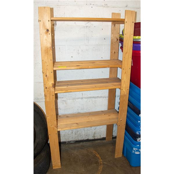 WOOD SHELVING UNIT UNSTURDY H-62" W-13.5" L-31.5"