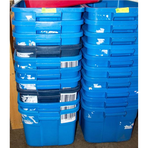 10 USED 14 GAL RUBBERMAID BINS - NO LIDS