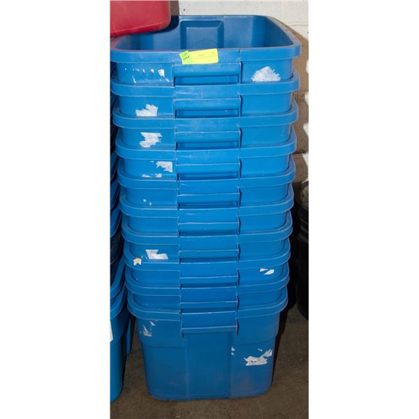 10 USED 14 GAL RUBBERMAID BINS - NO LIDS