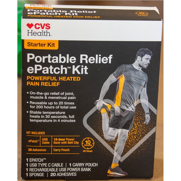 NEW CVS HEALTH PORTABLE RELIEF E PATCH STARTER KIT