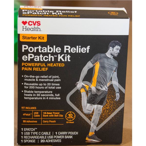 NEW CVS HEALTH PORTABLE RELIEF E PATCH STARTER KIT